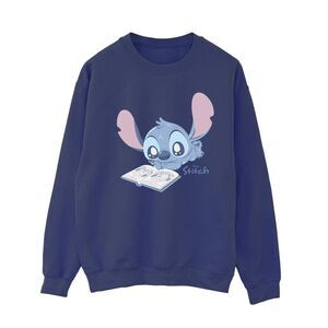 Lilo & Stitch Womens/Ladies Reading Lying Down Sweatshirt / Navy Blue